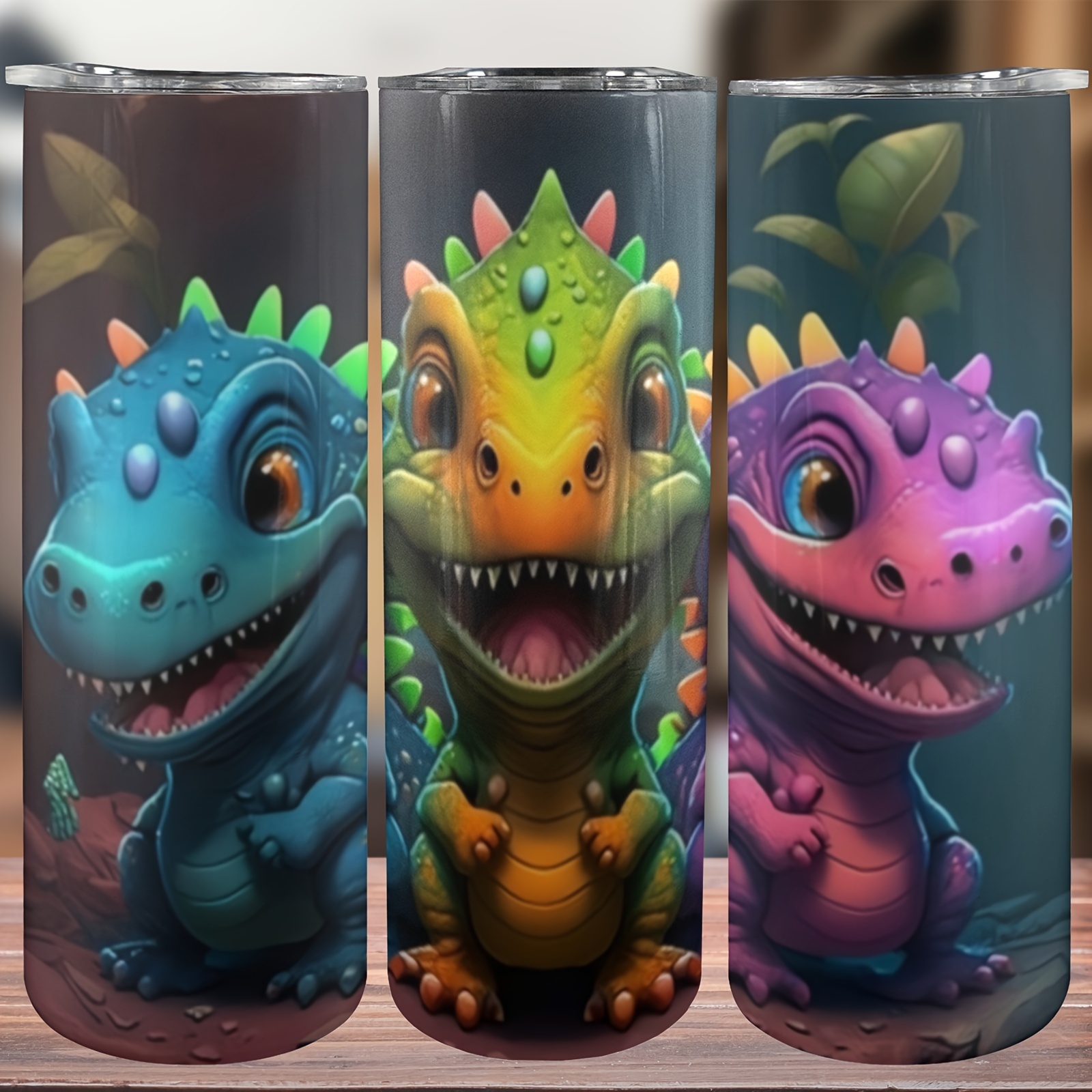 

20oz Insulated Stainless Steel Tumbler With Straw & Lid - Cute Baby Dinosaur Design, Perfect Birthday Or Festival Gift For Women And Girls