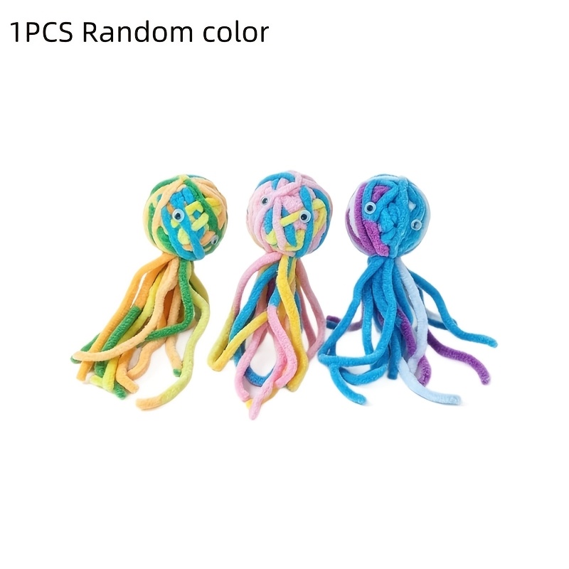 TEMU 1pc Jouet pour chat en fil de de couleur aléatoire - frottement intégré - Balle de tissée - Outil d'auto-calme aux morsures pour soulager