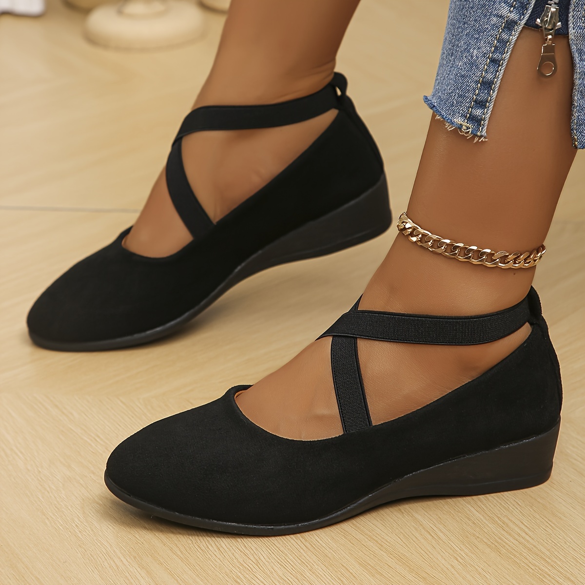 

Women's Fashionable Comfortable Wedge Heel Pumps, Classic Crisscross Straps Casual Dress Footwear