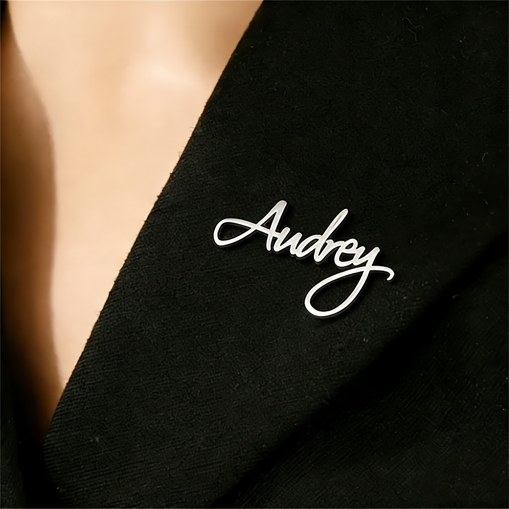 TEMU Personalized Name Brooch - Custom Cursive Letter Suitable For Mom, Bohemian, Mother's Day & Anniversaries, Elegant Name Badge For Daily Use &