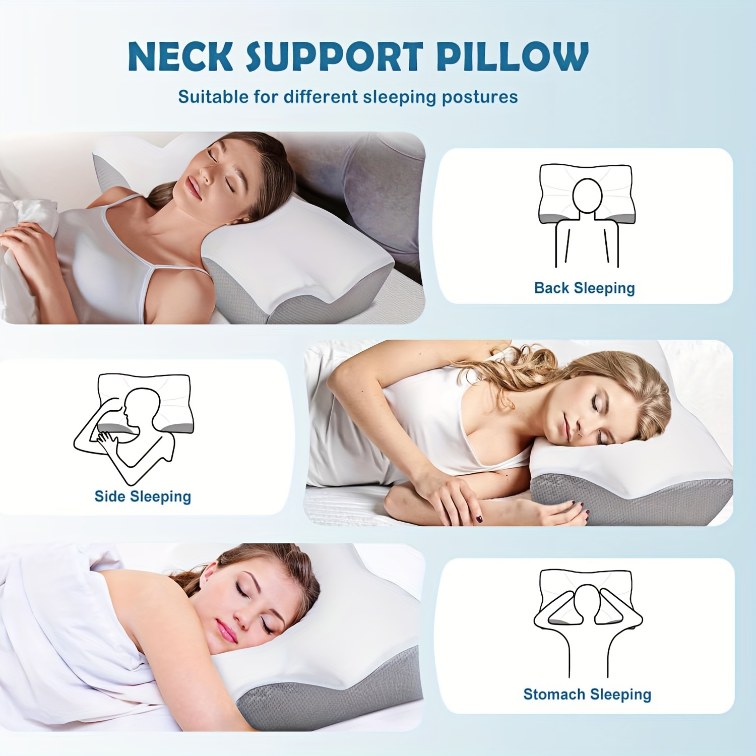 Almohada cervical para el cuello para aliviar el dolor de dormir, almohada  cervical de espuma viscoelástica para aliviar el dolor de cuello rígido