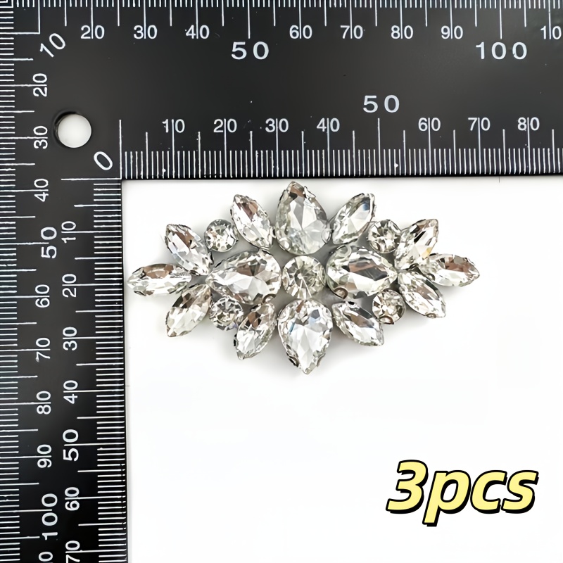E-shop 3 Stück Elegante 3D Strass-Aufkleber – Zur Dekoration von Kleidung. Diese transparenten Strass-Dekorationen eignen sich für Brautkleider,