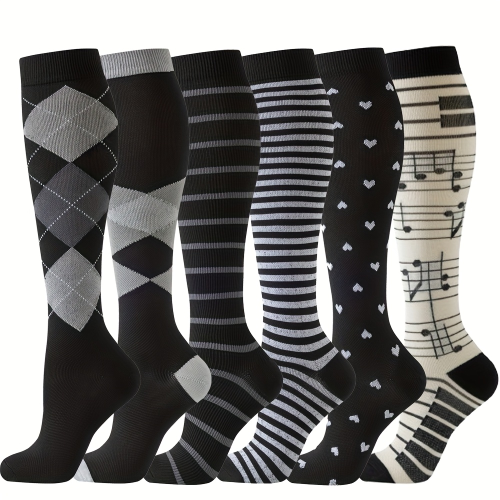 E-shop 6 Paar Herren Kompressions-Wadensocken, lange Sportsocken mit Punkten für Damen und Herren, geeignet zum Laufen und Training, für