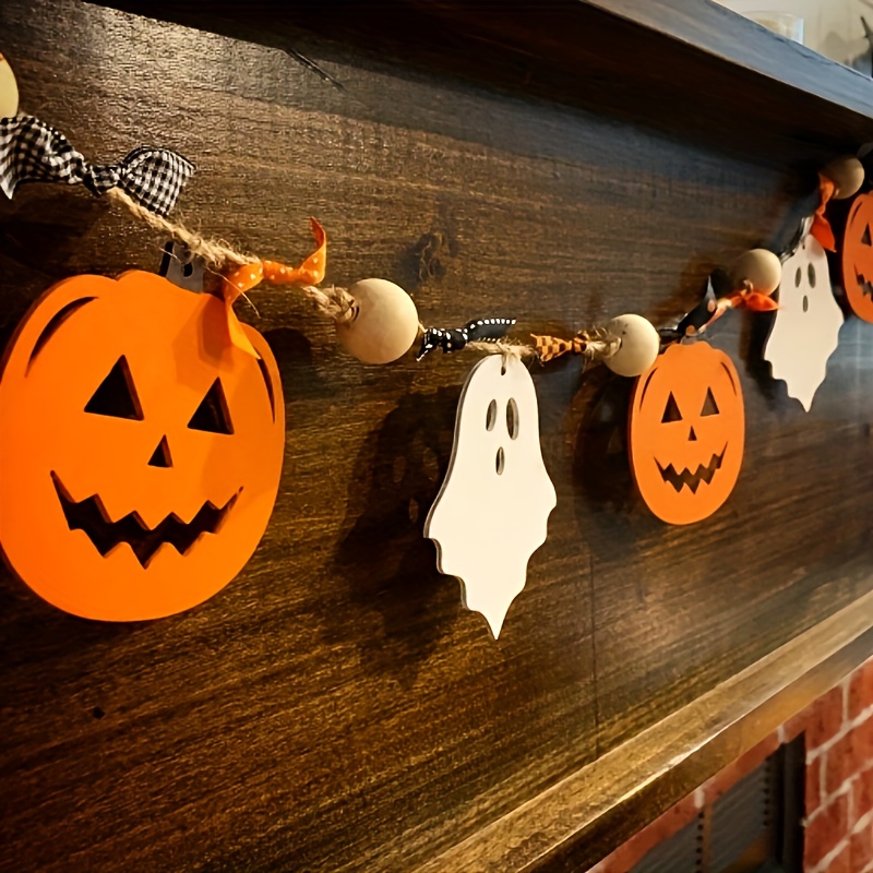 

Halloween Pumpkin Bead Garland - Artificial Wood, Decoration For Home & Party