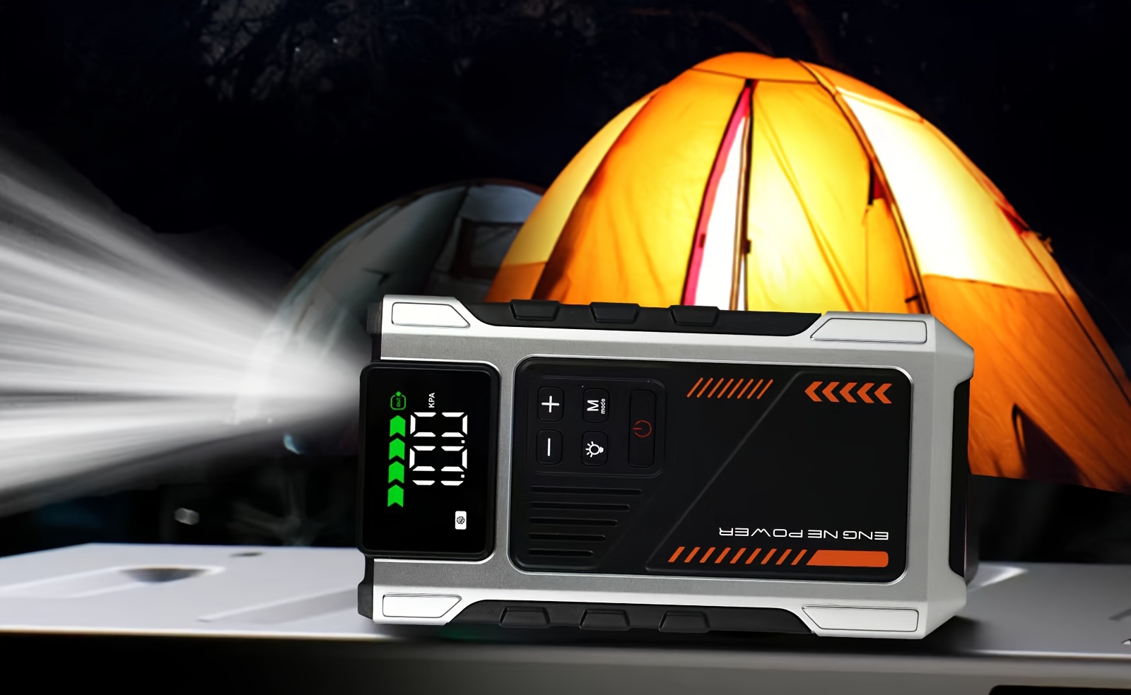 Démarreur De Voiture & Compresseur D'Air Portable - 6000A 150 PSI - Pour Moteurs Jusqu'à 9.0L Essence / 6.5L Diesel - Avec Ecran LCD Et Lampe Torche - 6