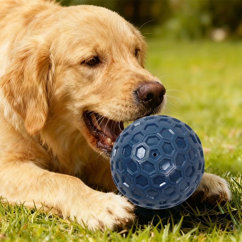 wear resistant and bite resistant dog toy squeak ball   rubber teeth cleaning ball interactive food leaking toy for large dogs pet teething toy unique squeak sound device and food leaking function