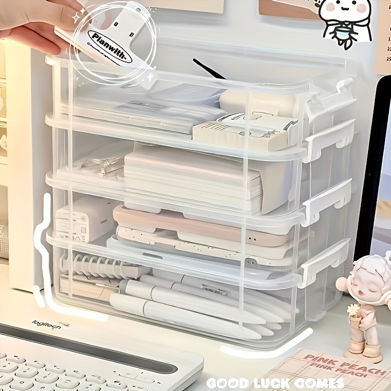 Lot De 4 Organiseurs Transparents Avec Couvercle En Plastique