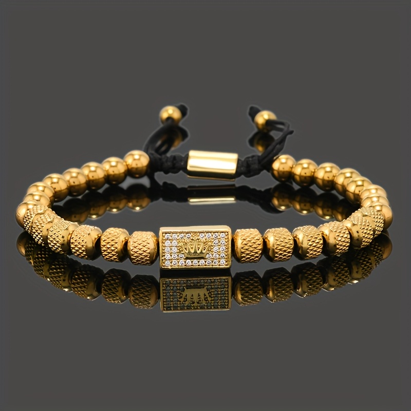 TEMU 1pc Stainless Steel Beads For Man Fashion Charm Bracelet Jewelry Gift