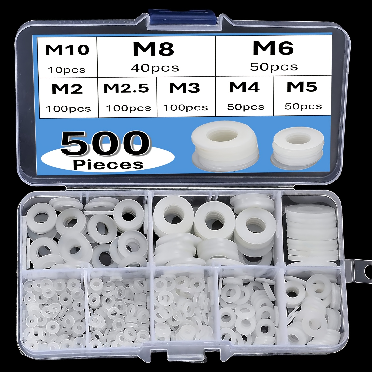 TEMU 500pcs Pvc Flat Gasket Sealing Rings Suitable For Electrical Connections And Marine Use - High-temperature Resistant, M2-m10 Sizes With Plastic