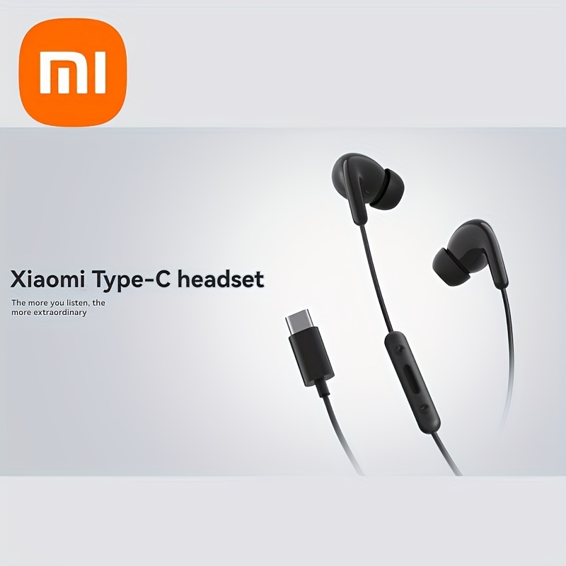 Xiaomi Type-c Wired Earphones, Digital Hifi Sound, In-ear Headphones With Mic & Volume Control, Noise Cancelling For Clear Calls, Compatible With Smartphones, Black