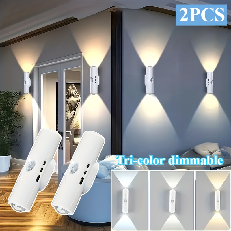 2/4pcs Luz Nocturna Inteligente con Sensor, Lámpara de Pared con Sensor, Luz Decorativa LED para Habitación, Luz Nocturna Recargable USB Blanca para Mesita de Noche, Iluminación Navideña para Dormitorio, Adecuada para Dormitorio, Pasillo, Escaleras y Oficina, Luz Ambiental