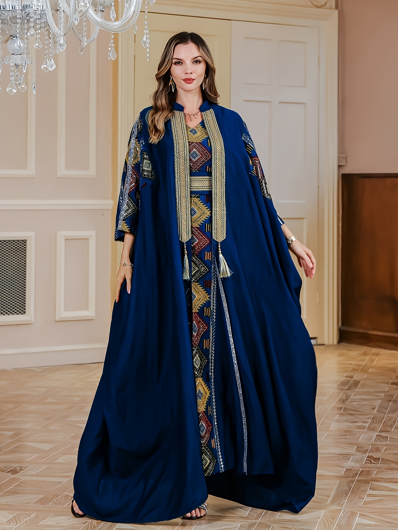 blue dress for eid 2025 heavy duty embroidery royal jancember Stolen Love Blue Strapless Sleeves:No Knee length dress is