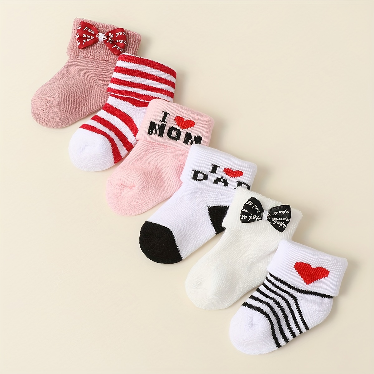 6/12 Pairs Candy-colored Baby Socks Cute Newborn Terry Warm Socks Boys Girls Winter Thick Short Socks