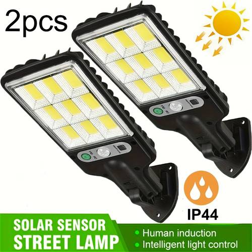 2pcs solar motion sensor lights with remote controller solar powered security lights pathway light for garden garage yard backyard patio