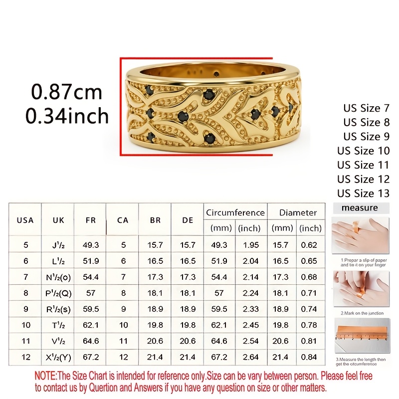 Men's Vintage Totem Engraved Wide Band Ring with Black Zirconia