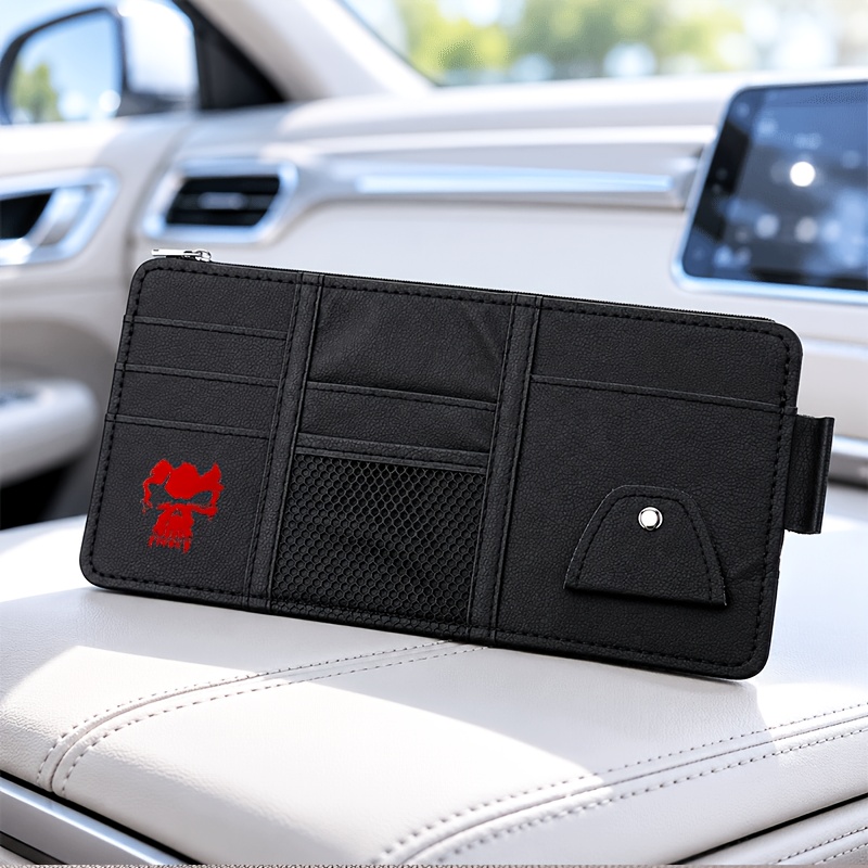 TEMU 1pc Print Pattern Car Sun Visorstorage Clip Multifunctional Glasses Card Ticket Card Glasses Caddy Holder Holds Glasses Cards Tickets Car