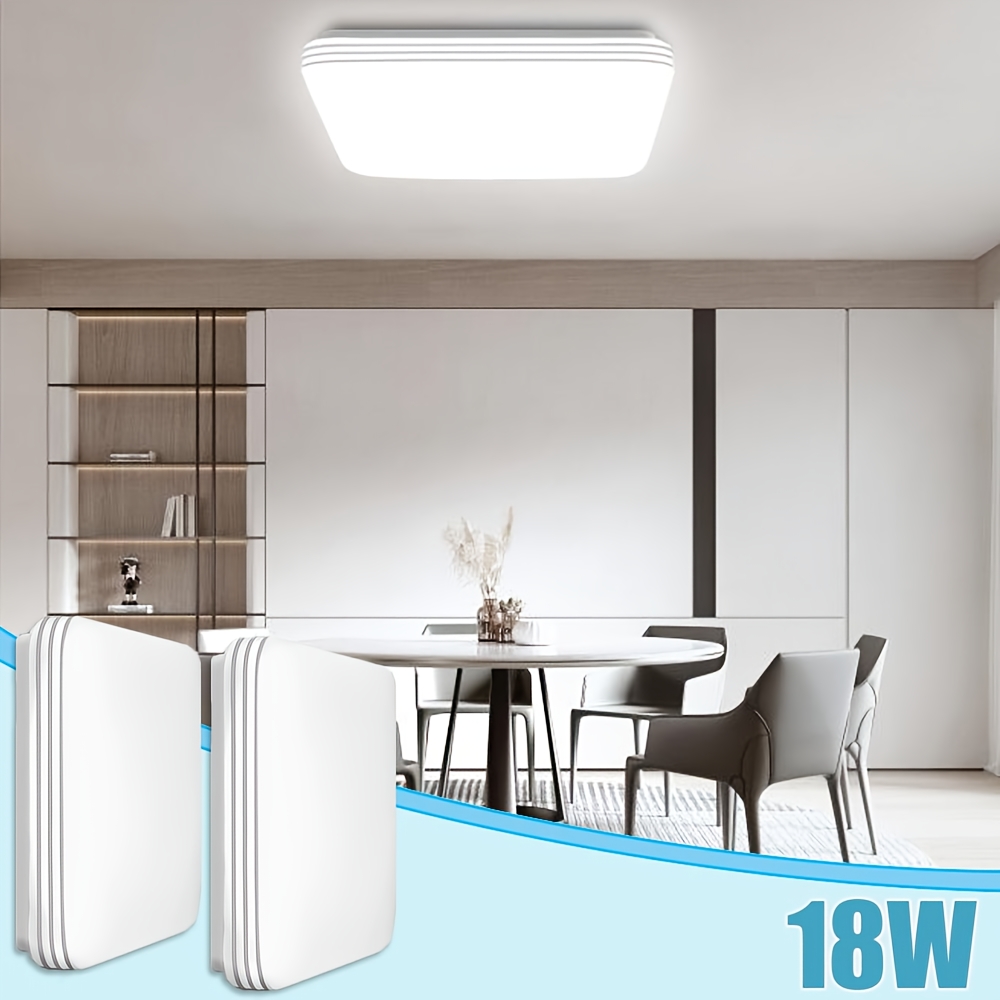 2pcs 18w Led Ceiling Light Fixtures, Flush Mounted Lighting, Cool White Suitable For Kitchen, Living Room, Hardwired Plug-and-play Installation, Flush Mount Light