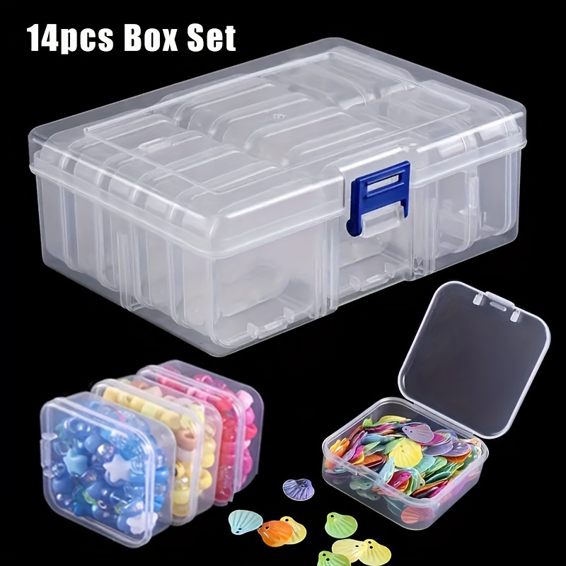 

14 Grid Transparent Plastic Storage Box Large Capacity Nail Jewelry Dust-proof Box Suitable For Portable Travel Storage Of Jewelry Beads Handicrafts Etc