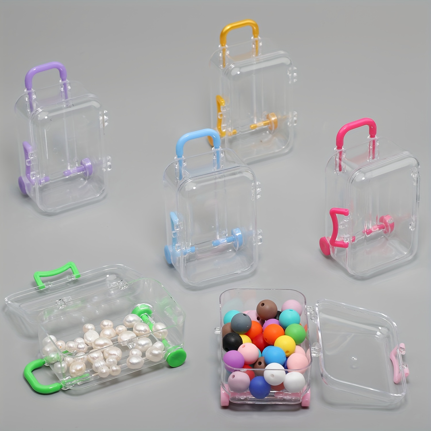 

1pc Mini Transparent Storage Box - , Rectangular, Plastic Material With Closure For Jewelry Storage