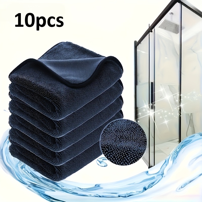 10 stück glänzende reinigungstücher | glänzende polyester-tücher für kratzfreies  , super saugfähig, wiederverwendbar für duschtüren, badewannen, keramikfliesen, auto-rückspiegel - liushaduola