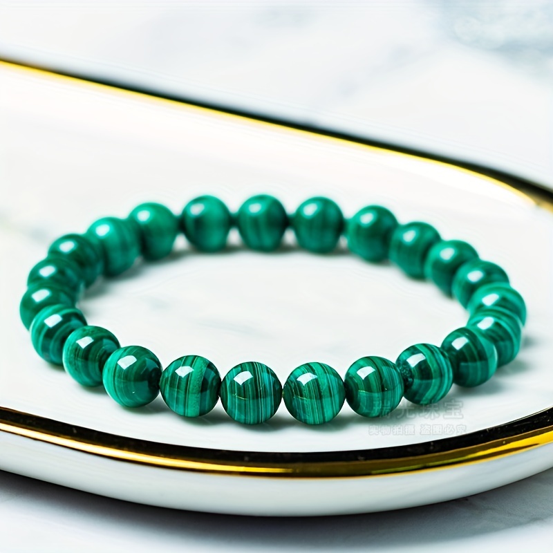 

Elegant 8mm Green Malachite Beaded Bracelet - Perfect For Everyday Wear And Special Occasions