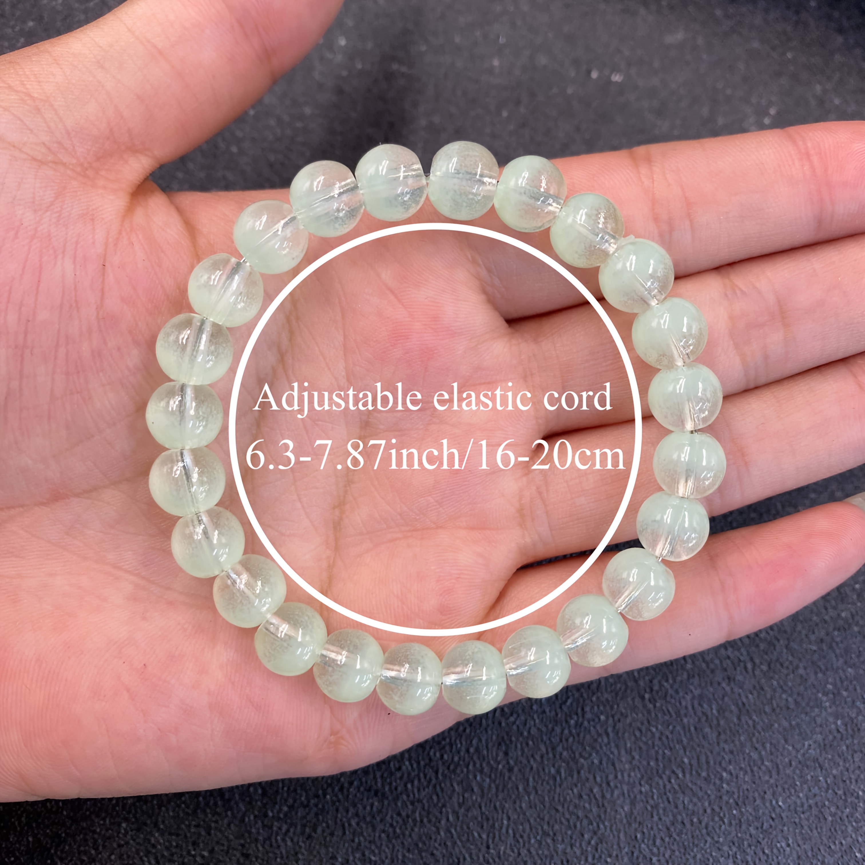Light Green Grape Stone Round Bead Bracelet, Versatile Daily Wear