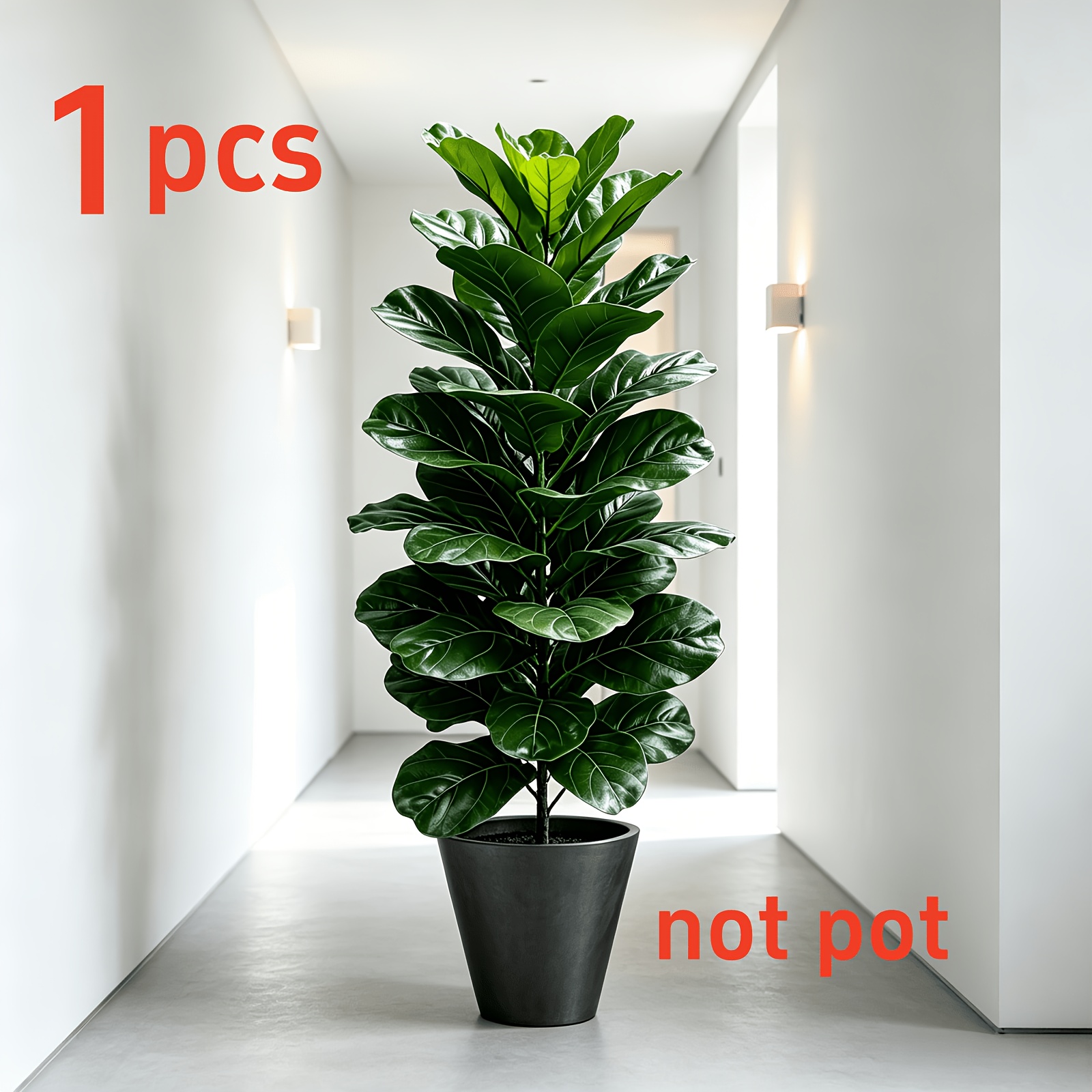 TEMU 40.15-inch Enormous Artificial Fiddle Leaf Fig | High-fidelity Tropical Fake Plant, Dark Green Leaves, Indoor/outdoor Maintenance-free Decor,