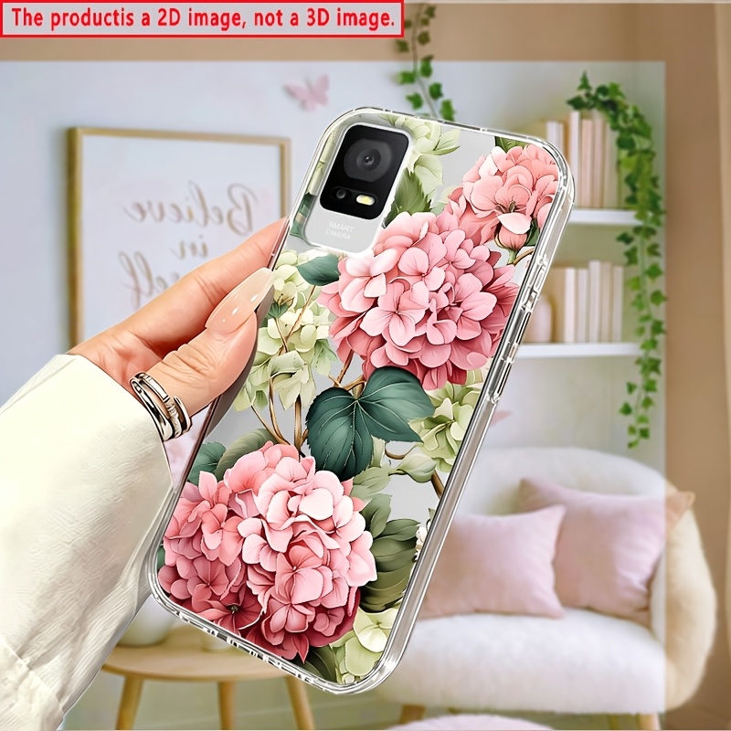 tcl 405   30 40 se 20b 20y 20 r 406 10l 30+ 408 403 40 50   20 pro 20e 305 20l+ 30e 20l 50 pro   5  x 306 20  xl 40 xe2d용 목가적인 야생 수국 송이 2d 평면 투명 낙하 방지 충격 방지 케이스
