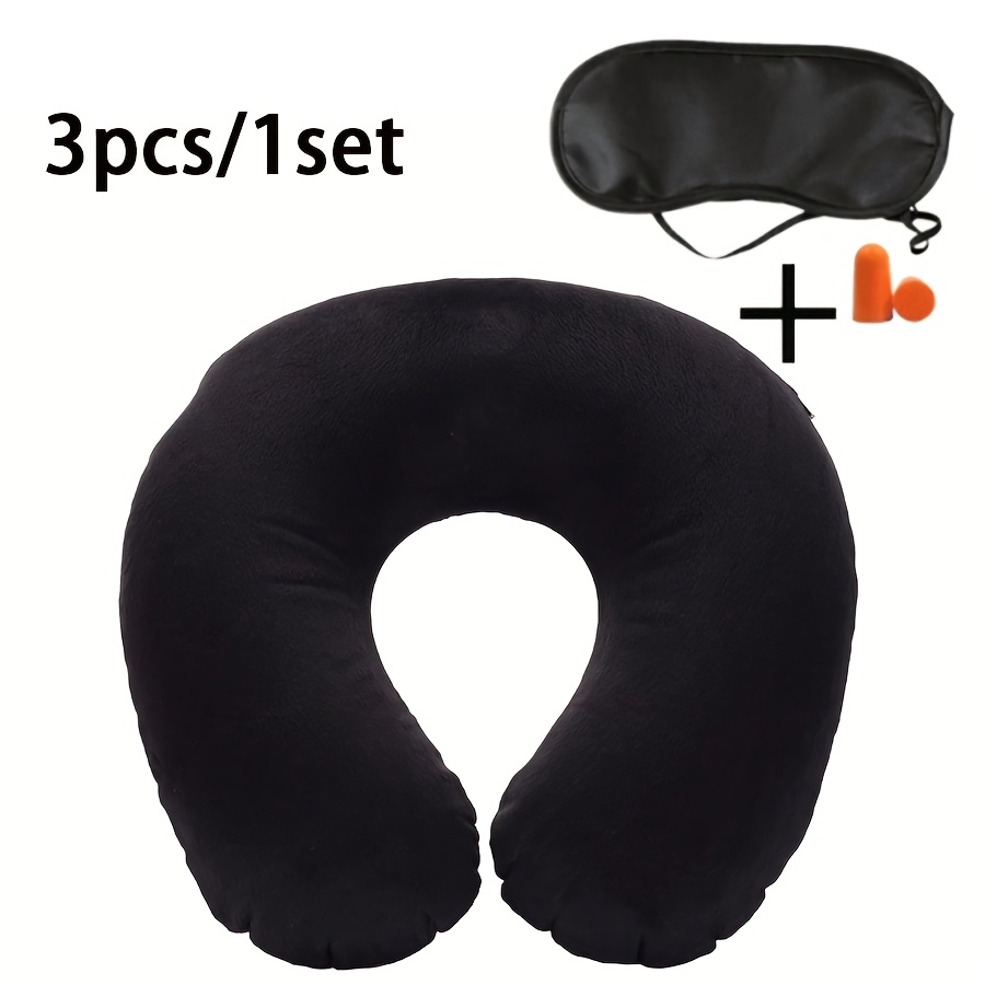 TEMU Travel Pillow Neck Pillow Airplane Pillow Travel Neck Flight Pillow Snap Button With Soft Cover, U Shaped Neck Pillow Portable Student Adult
