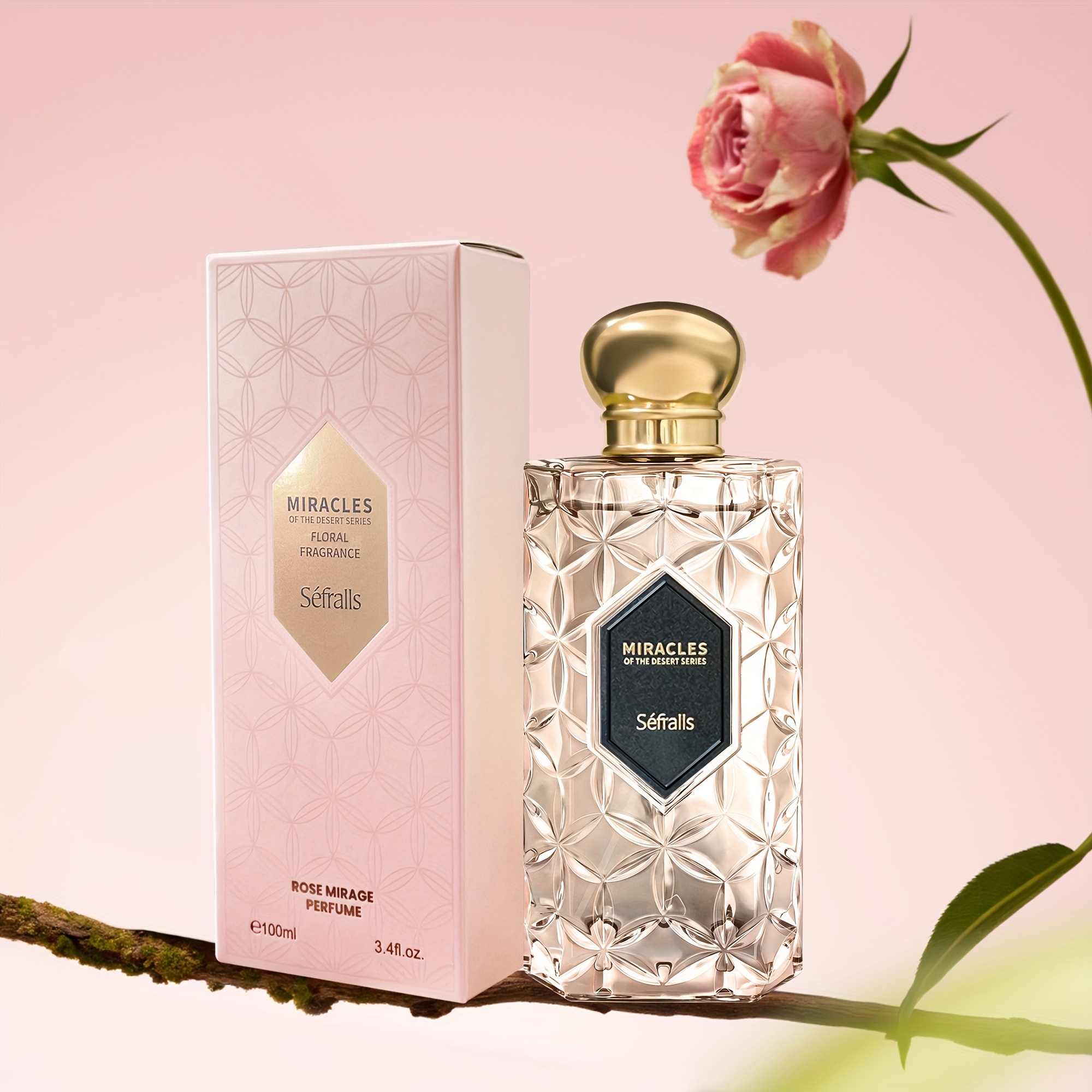 Image of Sefralls Rose Rose Perfume, 100ml/3.4fl.oz, A Fragrance Containing Rose, Jasmine, Vanilla, And Patchouli. It Features A Soft, With Long-lasting Fragrance. Bottle A Large Capacity