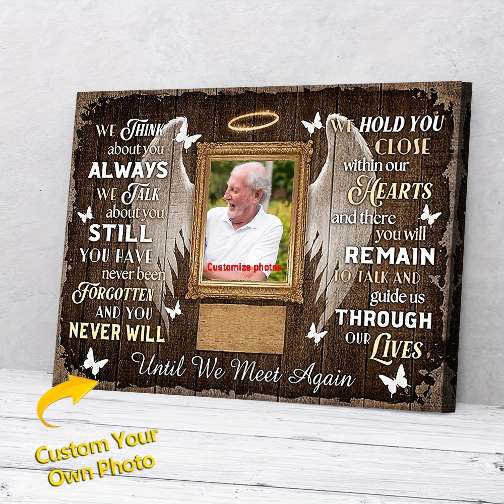 TEMU 2d Flat, 2d Flat, Custom Canvas Print With A Frame, A Personalized Photo Gift For Remembrance, Home Decor For Mourning, A Keepsake, And A Unique
