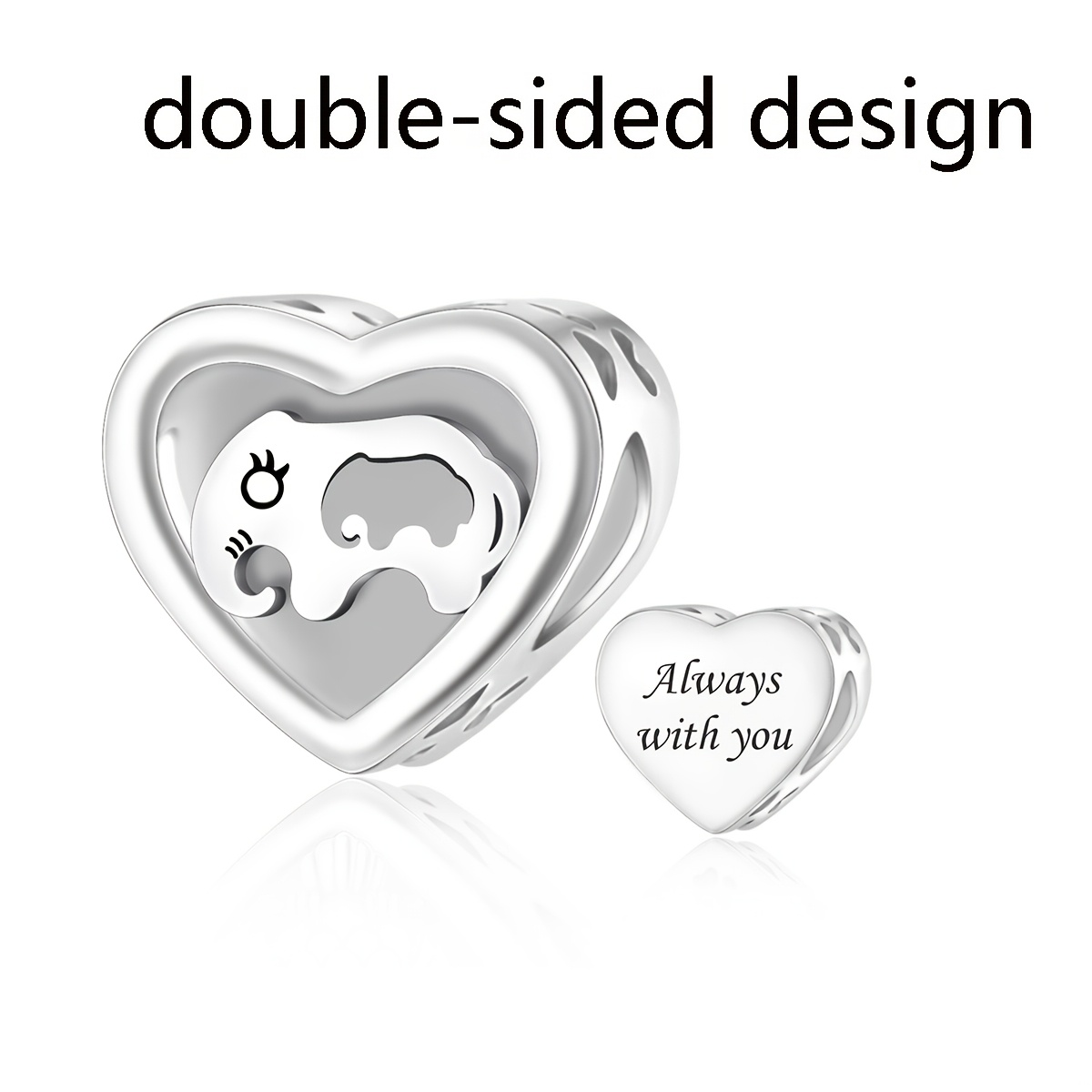 Women's Silvery Plated Copper Love Shaped Elephant Pendant Bead