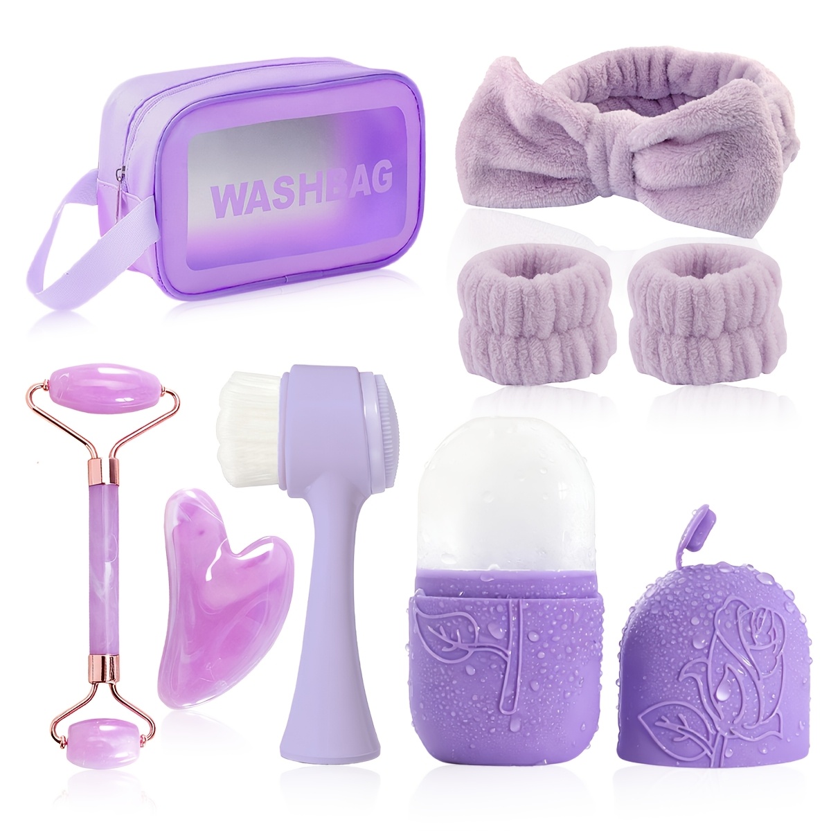 3pcs/4pcs/8pcs Facial Beauty Cleansing Tools Set, Gua Sha Board Roller Massage Stick