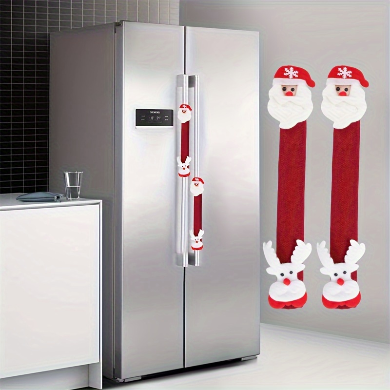 

2pcs Christmas Refrigerator Door Handle Covers - Santa & Snowman Designs, Kitchen Appliance Decor For Fridge, Microwave, Dishwasher - Accessories, Best For Christmas