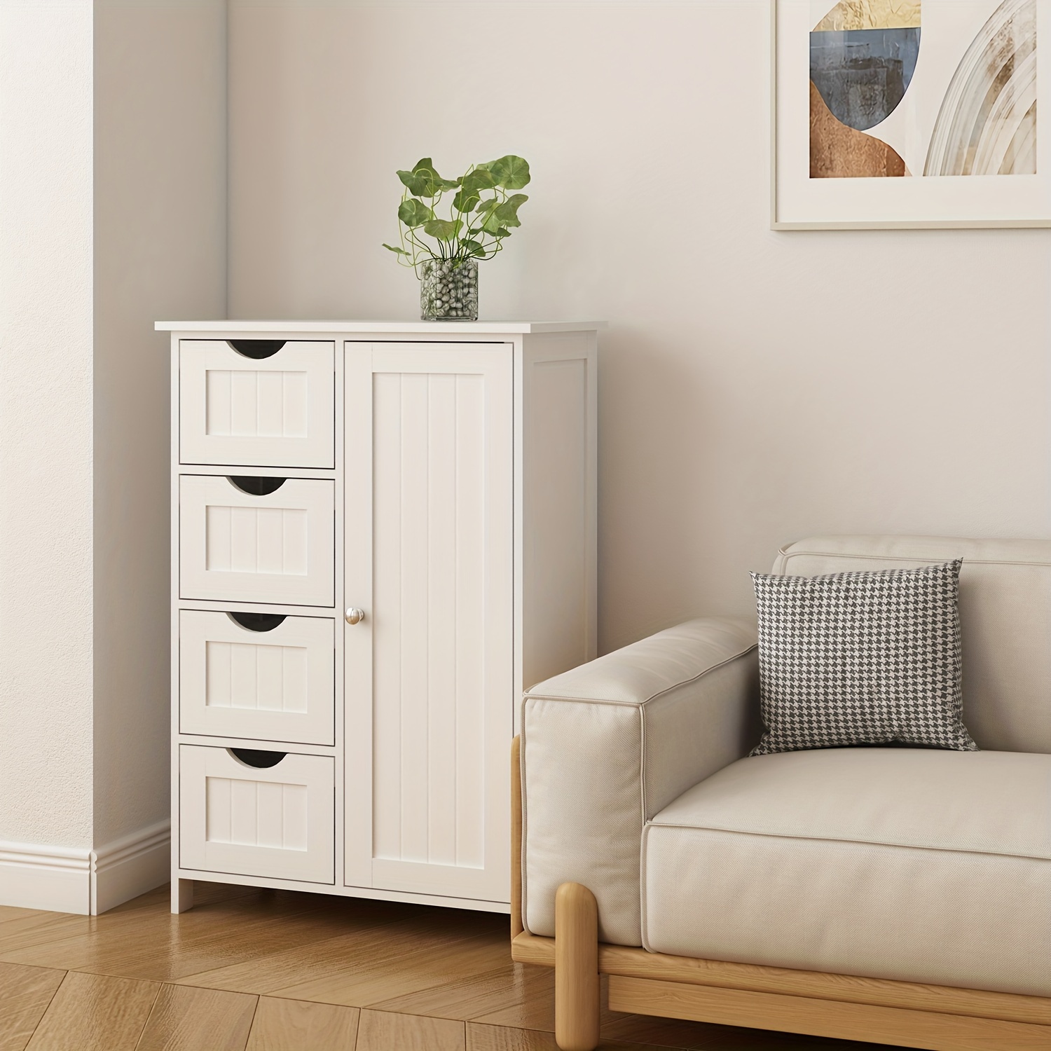 versatile wooden storage cabinet with drawers freestanding organizer for bathroom hallway living room bedroom contemporary white details 8