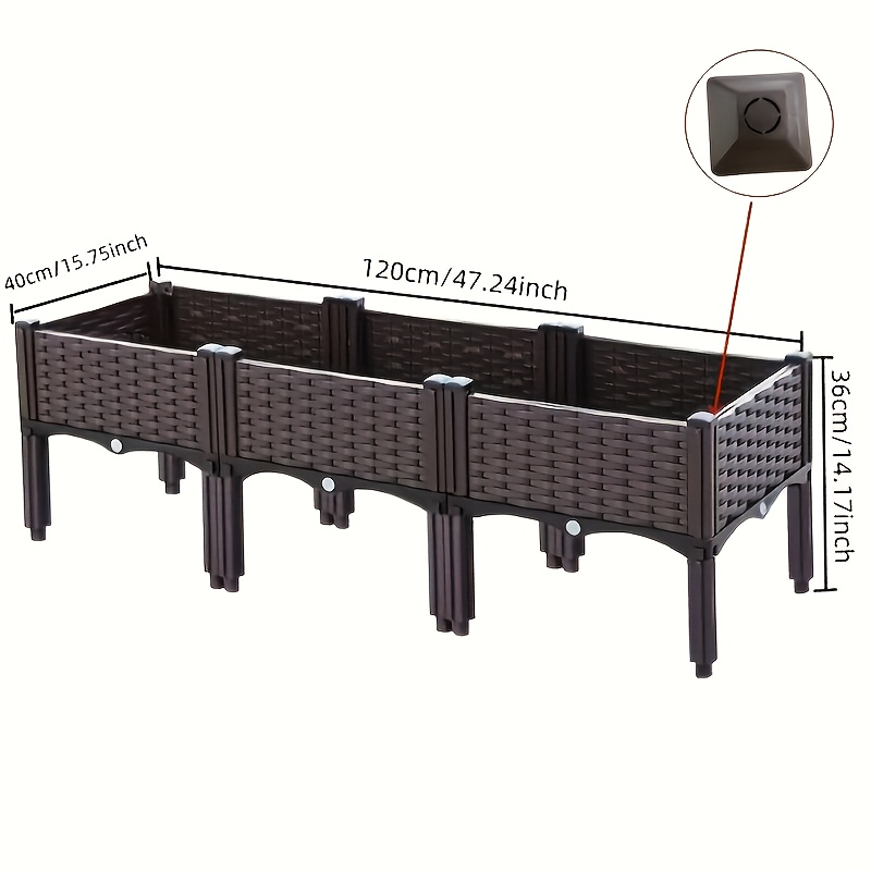 Raised Garden Planter with Legs, Traditional Black Woven Plastic Container, Perfect for Outdoor Gardening - Great for Growing Flowers, Vegetables, And Herbs | Sturdy And Lightweight Elevated Garden Planter with a Versatile Design 13 Raised Garden Planter with Legs, Traditional Black Woven Plastic Container, Perfect for Outdoor Gardening - Great for Growing Flowers, Vegetables, And Herbs | Sturdy And Lightweight Elevated Garden Planter with a Versatile Design
