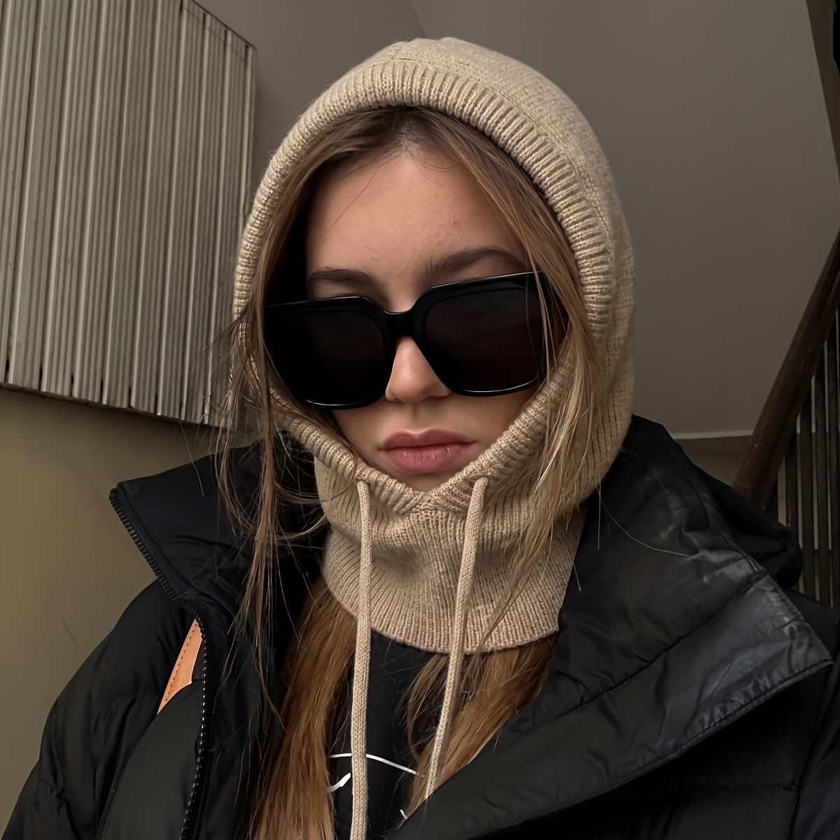 TEMU 1 pièce Cagoule cache-cou et écharpe pour femme - Bonnet d'hiver à capuche extensible, léger et chaud, adapté aux tenues de , lavable en machine