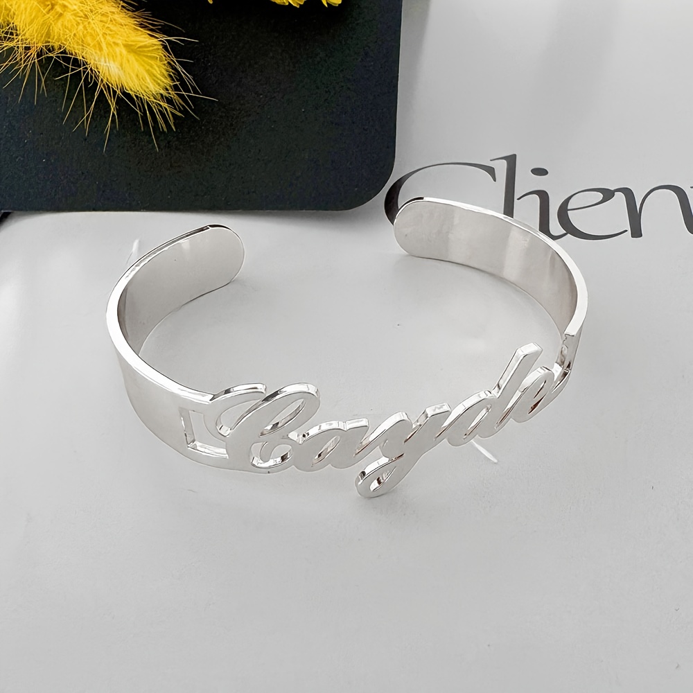 Men's 18K Gold Plated Custom Name Open Bangle