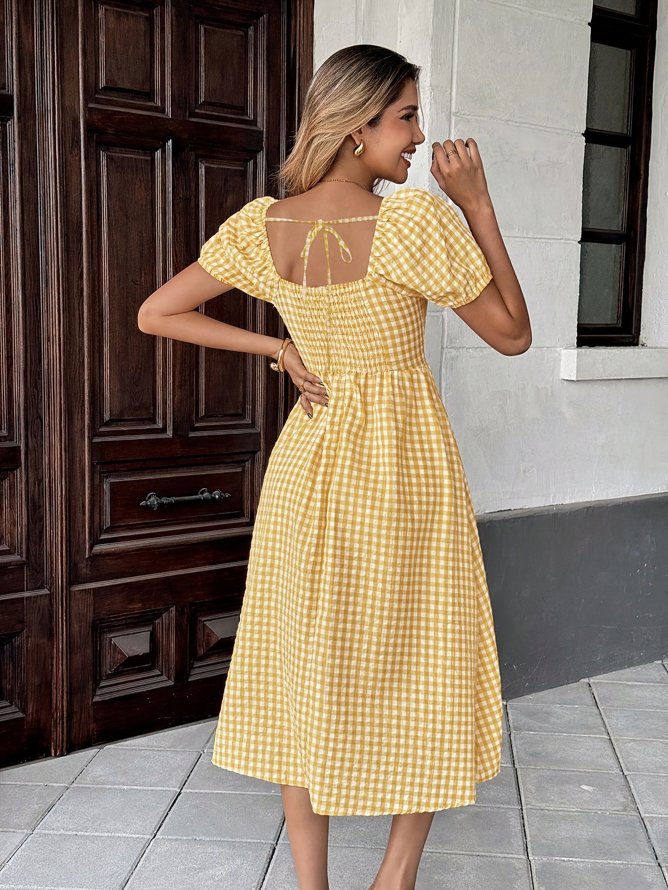 casual fit plaid length a line dress no strap - Temu Mauritius