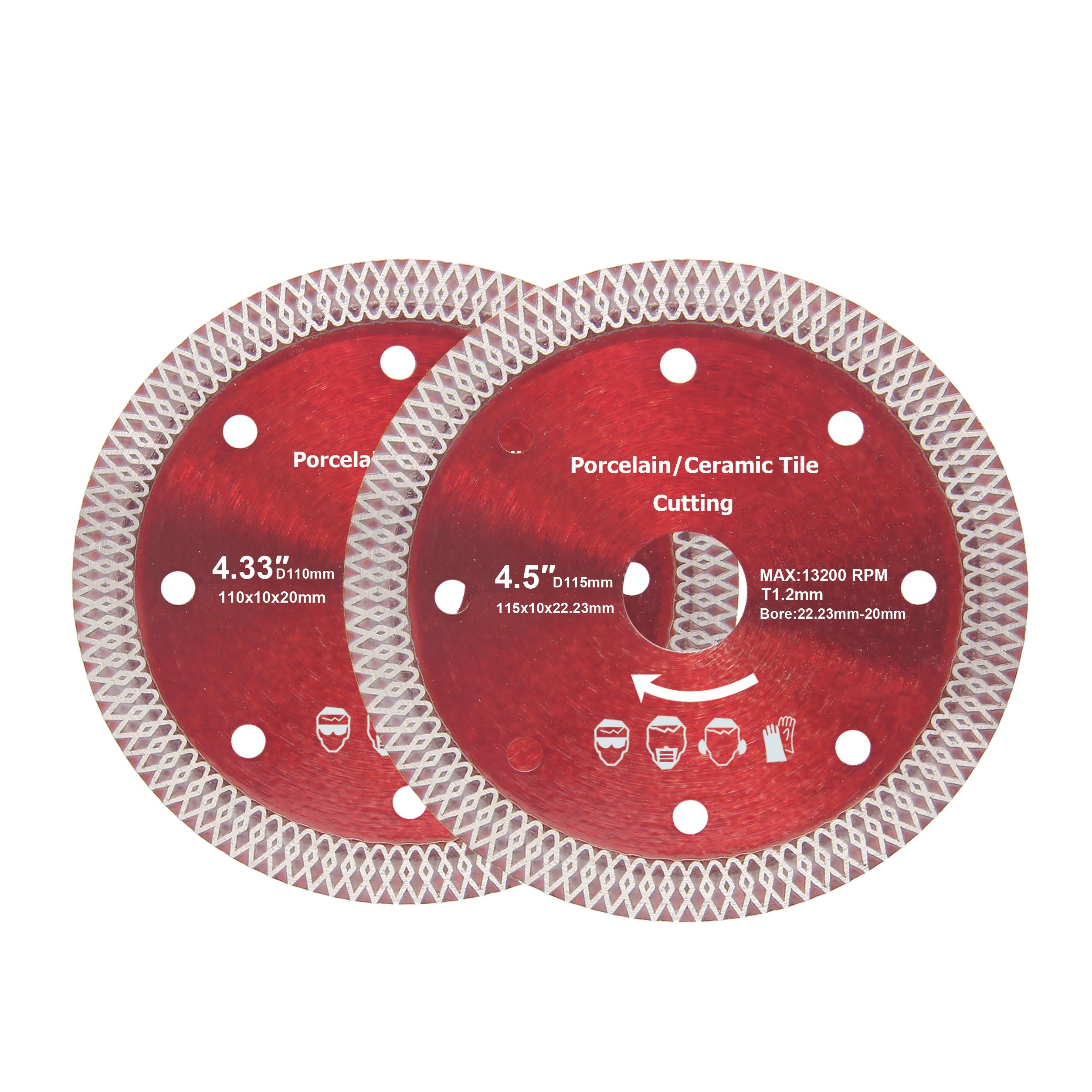 

4.5" Diameter Diamond Ceramic Tile Saw Blade - X-blade Cutting Disc For Porcelain, Ceramic Tile, Granite Brick, And Concrete