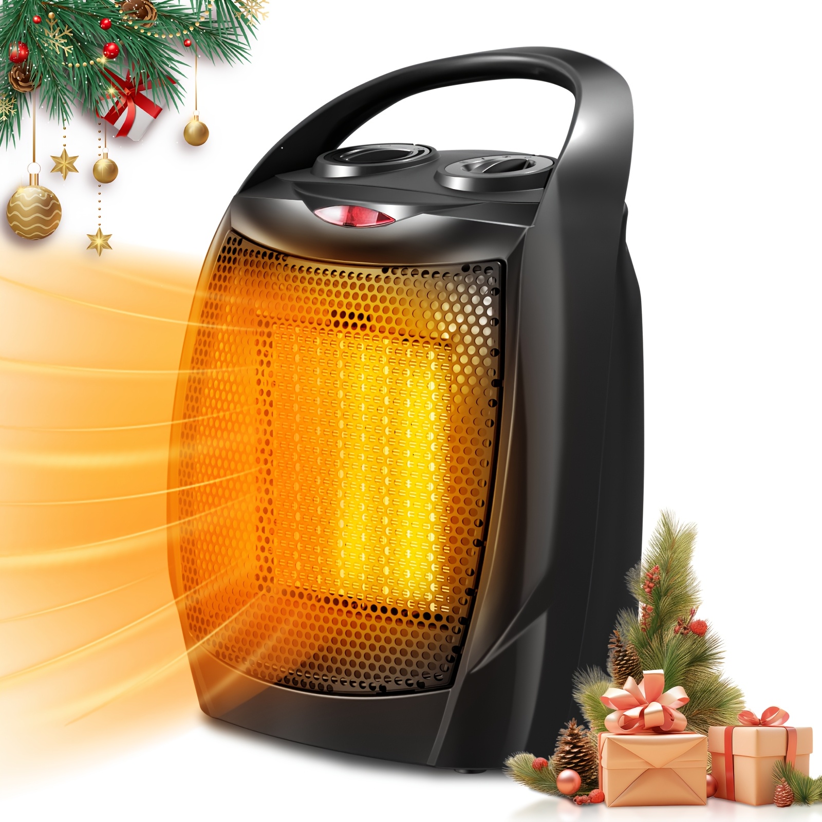 Calentador de Cerámica de 1500W con Termostato Ajustable Calentador  Eléctrico Portátil para Hogar y Funcionamiento Silencioso, Diseño