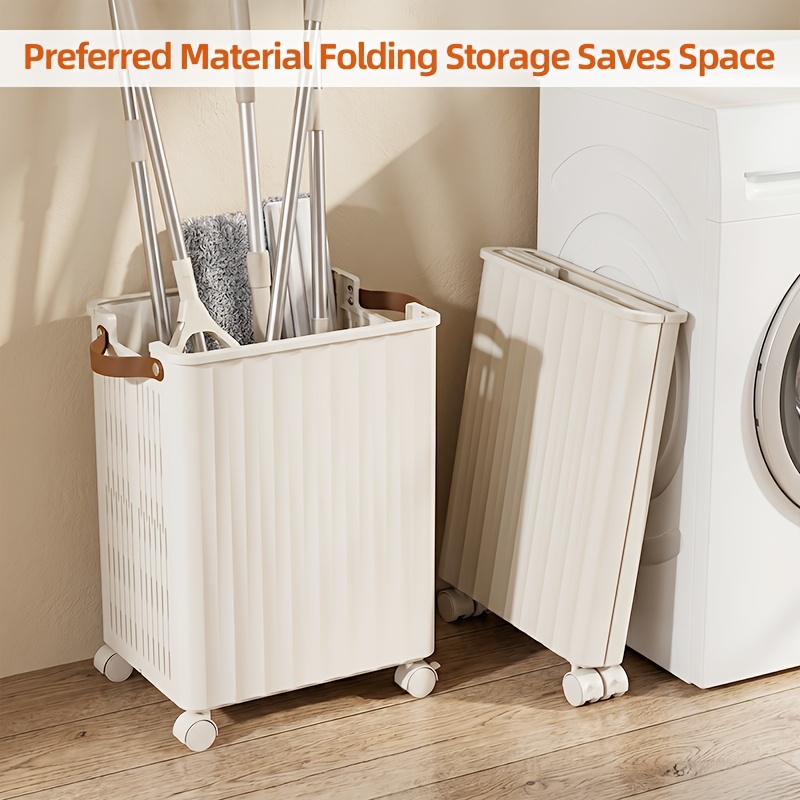 Large Capacity Mop Holder with Wheels, Laundry Hamper Cart,... product image 8