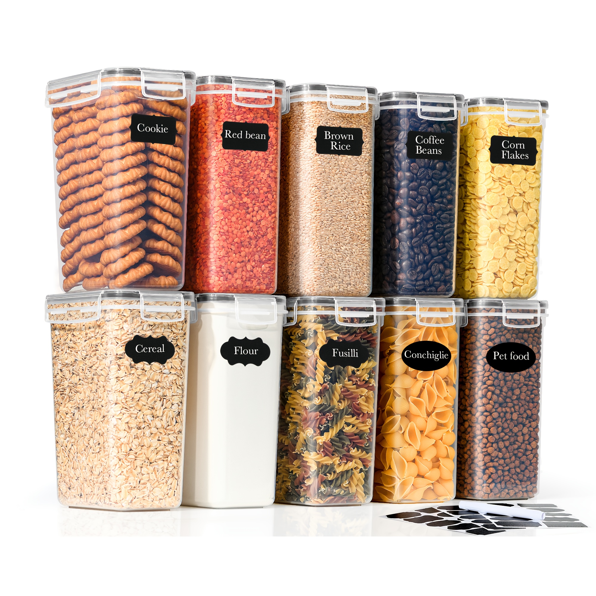 TEMU Set Of 10 Two-liter Storage Containers: Food Containers With Sealed Lids, Kitchen Accessories For Storing Grains, Flour, Noodles, Pet Food, And