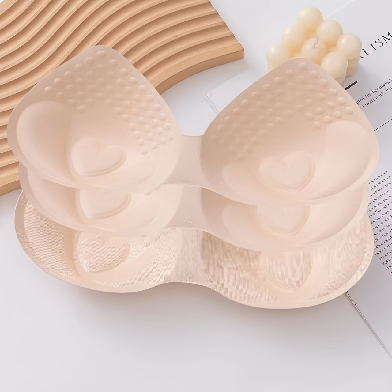 Image of 3-pack Seamless Invisible Bra Pads Without Underwire Push-up Anti-slip Breathable Full Coverage For Busty Women Daily Wear