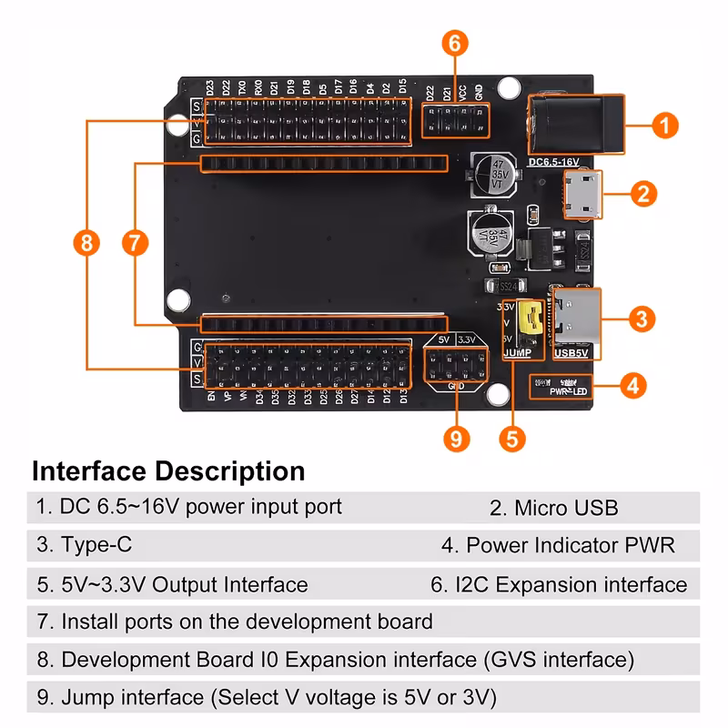 1/2/4 ערכות לוח פיתוח esp32 עם ממשק usb כפול, לוח פיתוח esp32 esp-32s 30 עם ממשק type-c ו-micro usb כפול, לוח הרחבה ל-esp32 פרטי מוצר 1