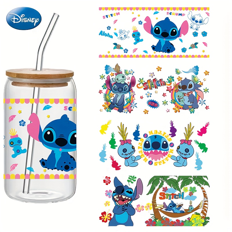 

4pcs Disney Stitch Series Uv Dtf Transfer Stickers, Suitable For 16 Oz Water Cup Stickers, Phone Cases, Laptops Uv Transfer Stickers, Holiday Gifts, Diy Gifts