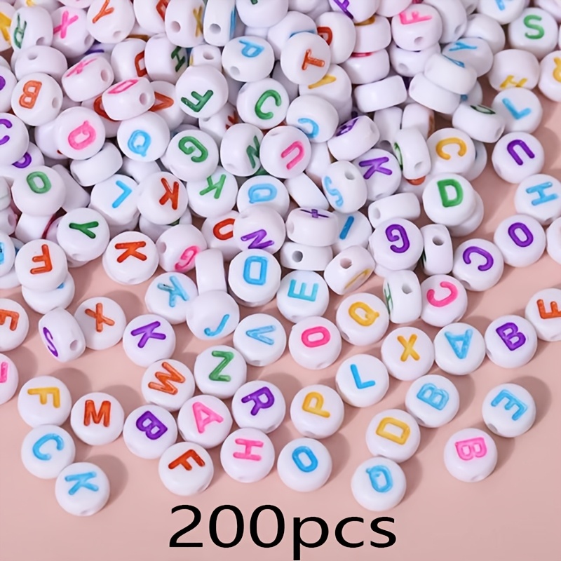 TEMU 200pcs/500pcs Letter Beads Alphabet Beads Colors 4x7mm/0.157x0.276in Acrylic Letter Beads A-z Round Alphabet Beads For Bracelet Necklace