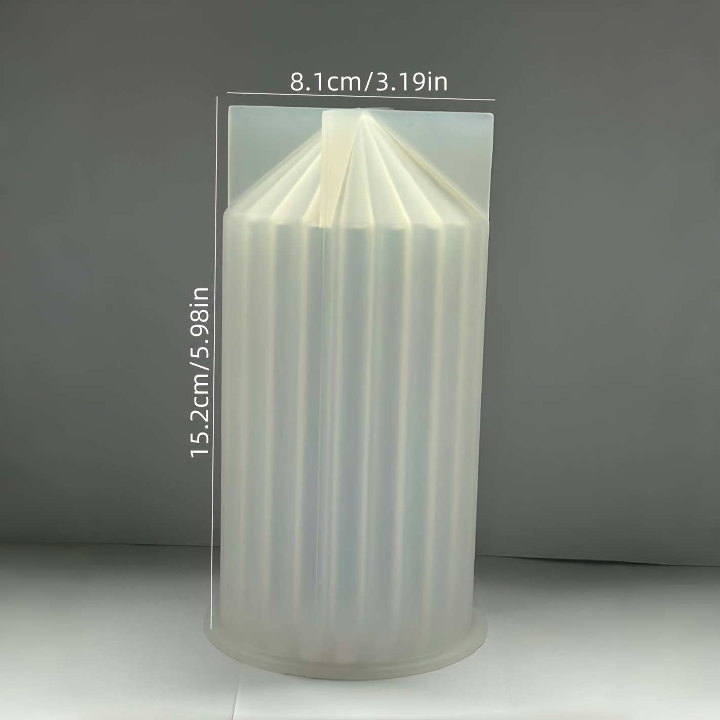 TEMU 3d Striped Pillar Aesthetic Molds Cylindrical Tall Pillar Candle Mold Ribbed Geometric Abstract Decorative Striped Silicone Mold For Crafts