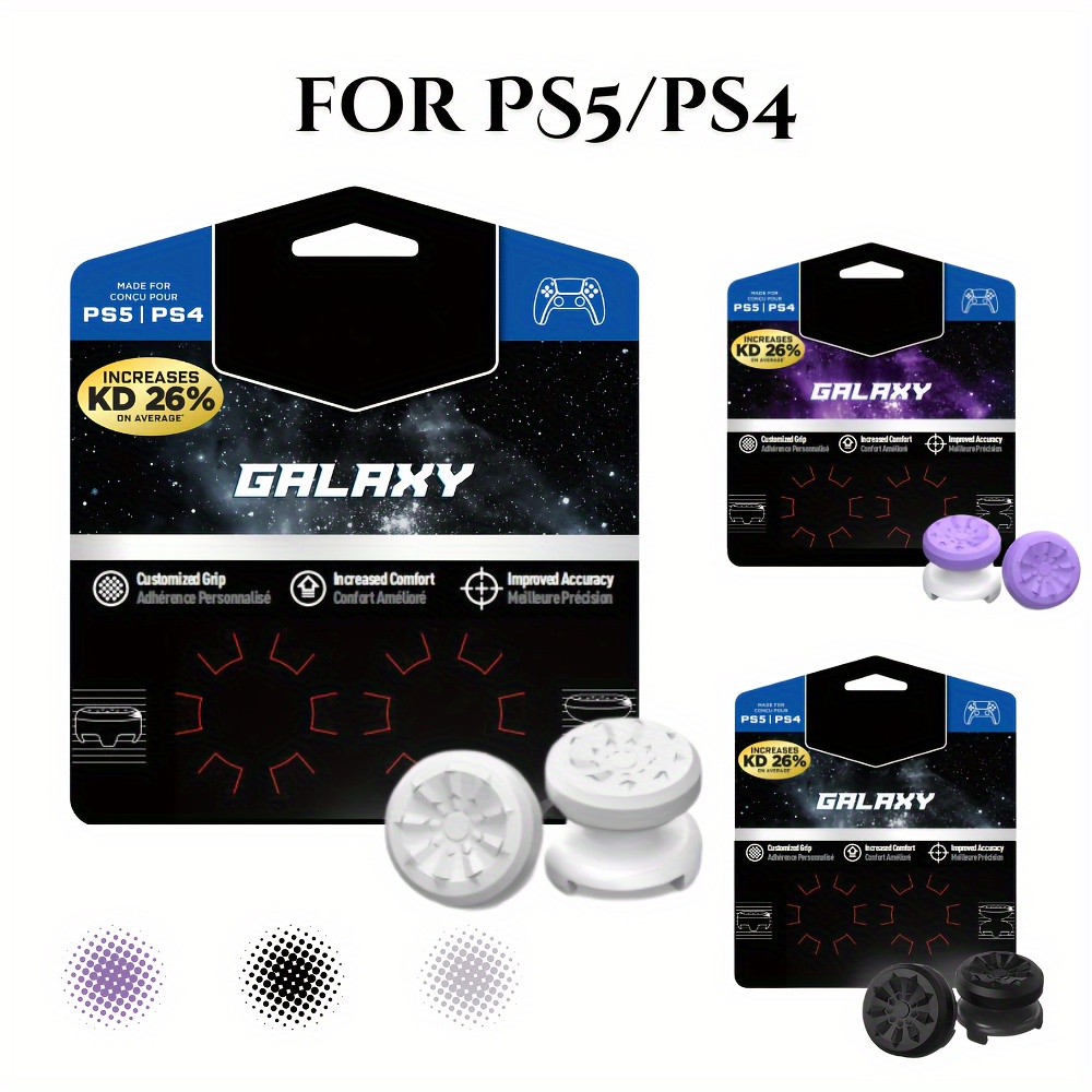 

2pcs Fpsfreek For Thumbsticks For Ps4 & Ps5 - Grip, Customizable Height (1 , 1 Mid-rise), Silicone, Installation, Reusable