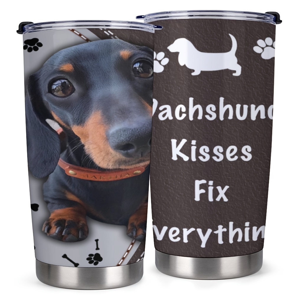 

1pc, 20oz Tumbler Cup With Lid, Dachshund Kisses Fix Everything, Gifts For Family, Friends, For Home, Office, Travel, Coffee Mug, Valentine's Day Gift